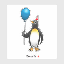 Adesivo O pinguim está segurando um balão azul