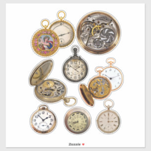 Adesivo O Pocket Observa a Colagem de Objetos Steampunk de