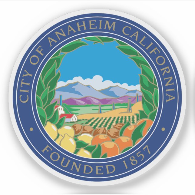 Adesivo O Selo de Anaheim, Califórnia (Frente)