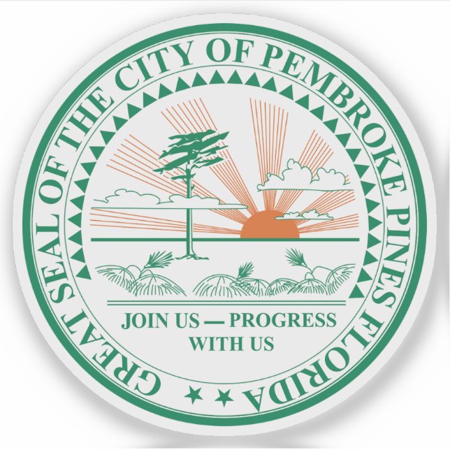 Adesivo O Selo de Pembroke Pines, Flórida (Frente)