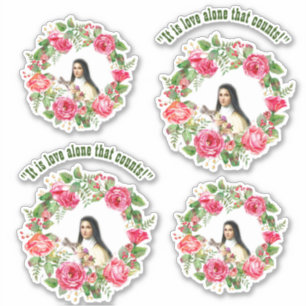 Adesivo O St. Therese do católico cita rosas cor-de-rosa