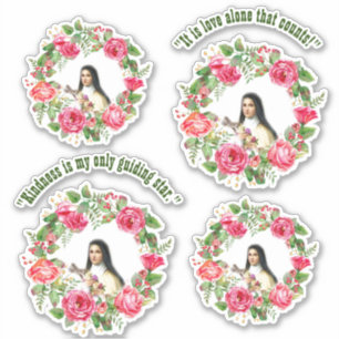 Adesivo O St. Therese do católico cita rosas cor-de-rosa