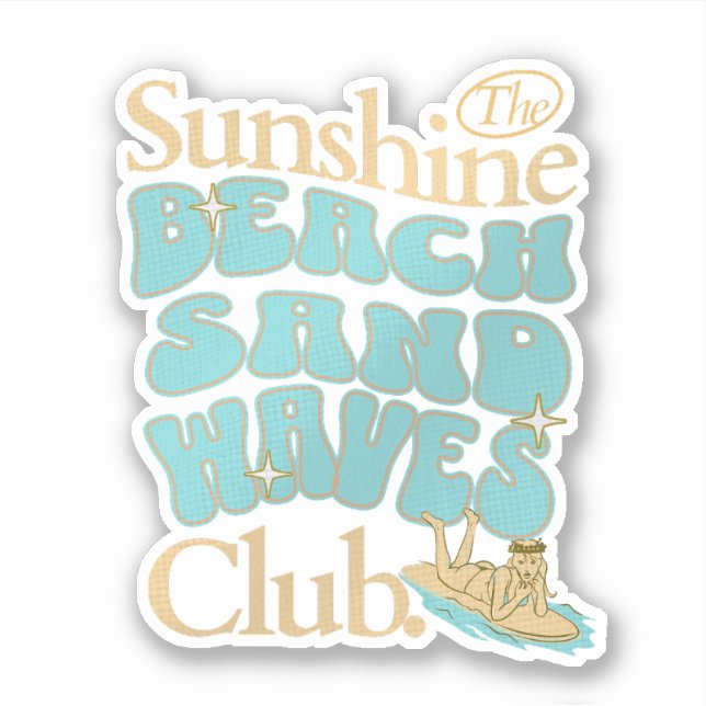 Adesivo O Sunshine Club, Beach, Sand, Waves Summer Cote (Frente)