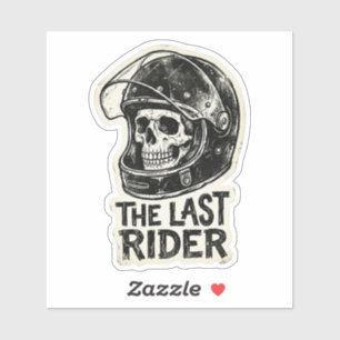 Adesivo O Último Capacete Vintage de Caveira de Motoqueiro