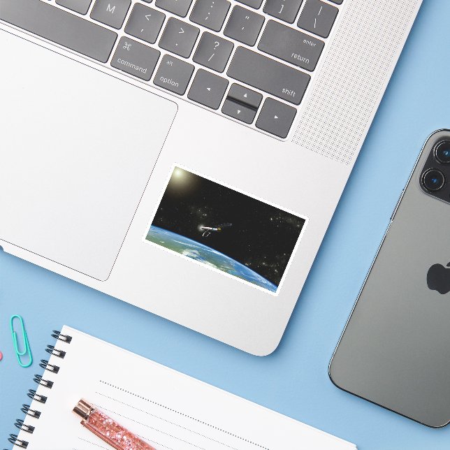 Adesivo O Veículo De Lançamento Atlas V541 Em Órbita. (Notebook com iPhone)