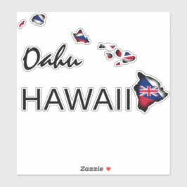 Adesivo OAHU - ILHAS HAWAII HI Flag BLK