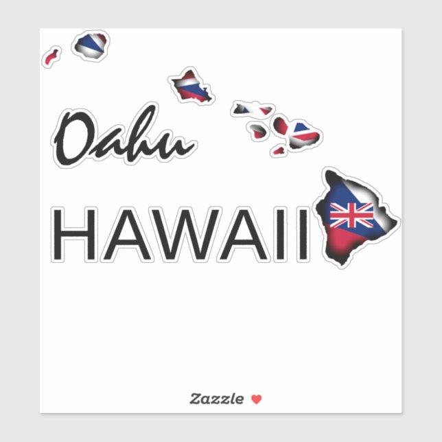 Adesivo OAHU - ILHAS HAWAII HI Flag BLK (Folha)