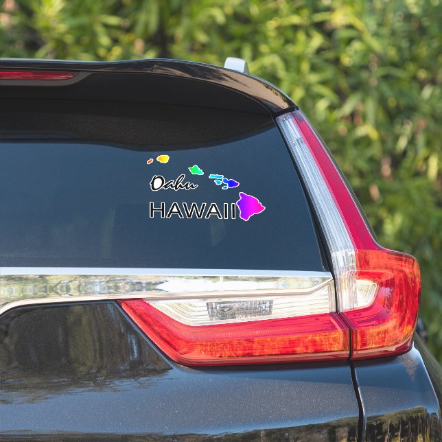 ADESIVO OAHU - ILHAS HAWAII NEON RAINBOW (Lado do carro)