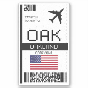 Adesivo OAK Oakland Boembarque Pass - Viagem da Califórnia