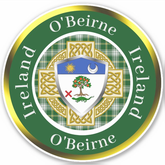 Adesivo O'Beirne Shield & Celtic Cross Personalizado (Frente)