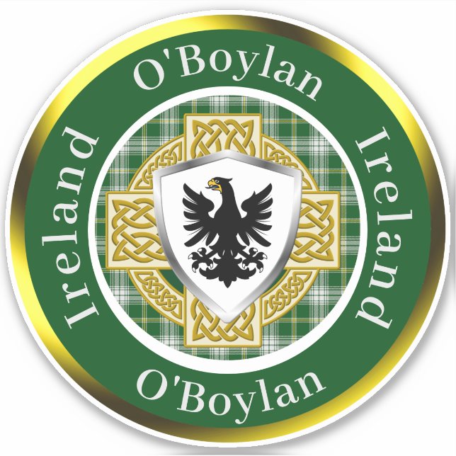 Adesivo O'Boylan Shield & Celtic Cross Personalizado (Frente)