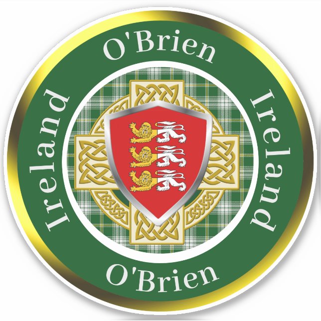 Adesivo O'Brien Irish Shield & Celtic Cross Personalizado (Frente)