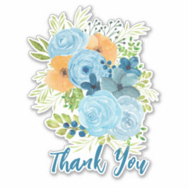 Adesivo Obrigado Blue Flowers Design Sticker