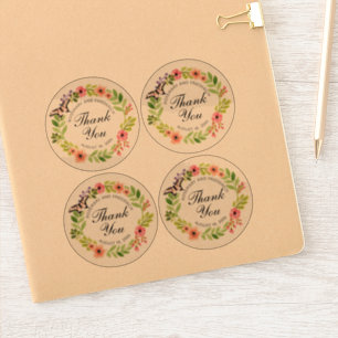 Adesivo Obrigado Borboleta Wreath Weding ou Chá Clear