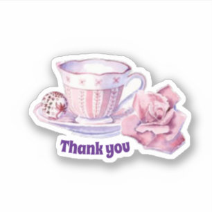 Adesivo Obrigado café e rosa
