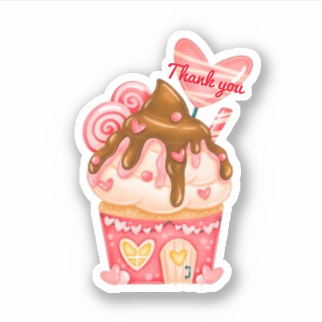 Adesivo Obrigado cupcake (Frente)