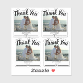 Adesivo Obrigado Foto de Casamento Moderno Vinil Preto