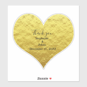 Adesivo Obrigado Heart Gold Foil Casamento Personalizado