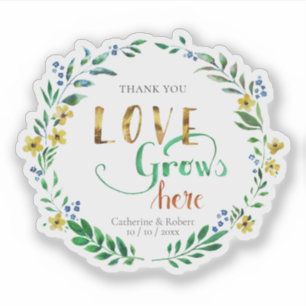 Adesivo Obrigado por Watercolor Floral Wreath