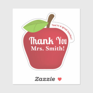 Adesivo Obrigado professor Apple vermelho personalizado