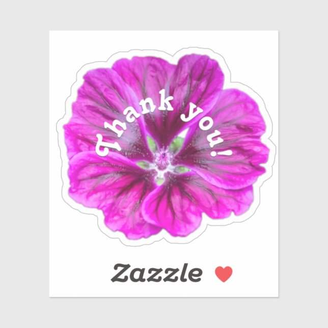 Adesivo Obrigado, púrpura de flor rosa. (Folha)