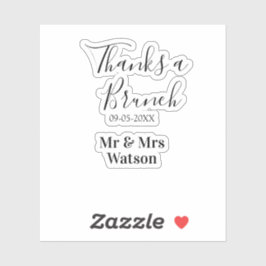 Adesivo Obrigado um brunch pós-casamento nome data simples