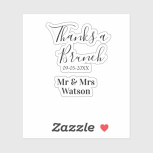 Adesivo Obrigado um brunch pós-casamento nome data simples