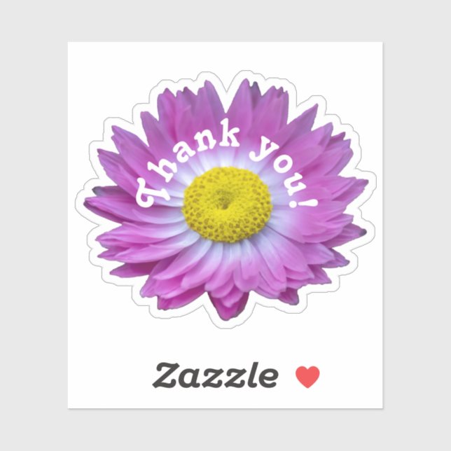 Adesivo Obrigado, vinheta rosa-flor (Folha)