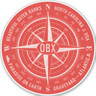 Adesivo OBX Compass Exterior Banks Vintage White Red
