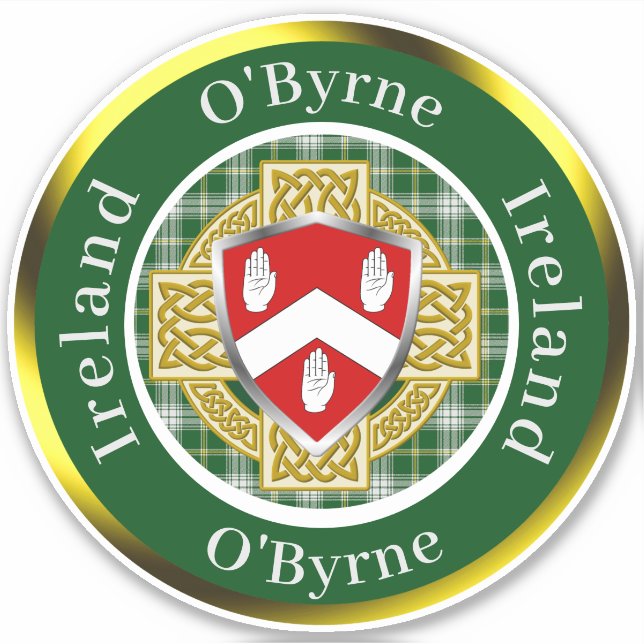 Adesivo O'Byrne Irish Shield & Celtic Cross Personalizado (Frente)