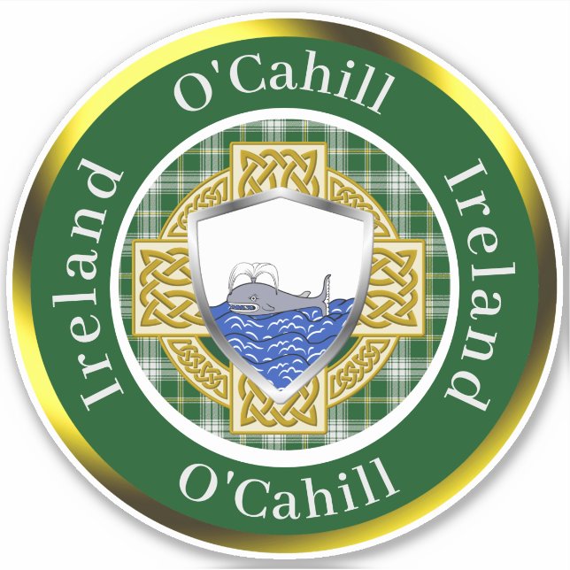 Adesivo O'Cahill Irish Shield & Celtic Cross Personalizado (Frente)