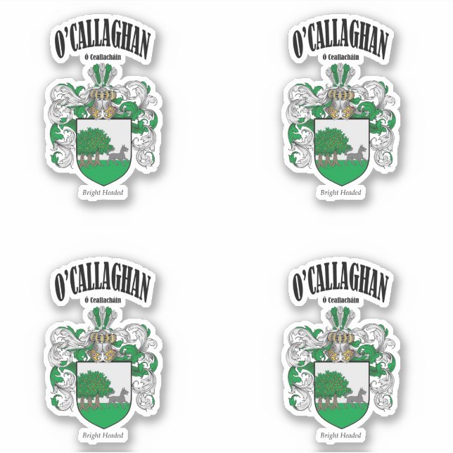 Adesivo O'Callaghan Crest Tradução e significado irlandese (Frente)