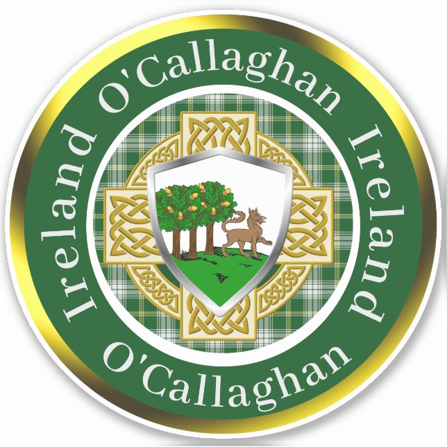 Adesivo O'Callaghan Irish Shield/Celtic Cross Personalizad (Frente)