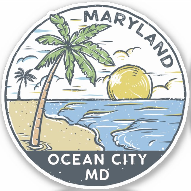 Adesivo Ocean City Maryland Vintage (Frente)