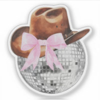 Adesivo Ocidental Bola de Disco Laço Rosa Chapéu d