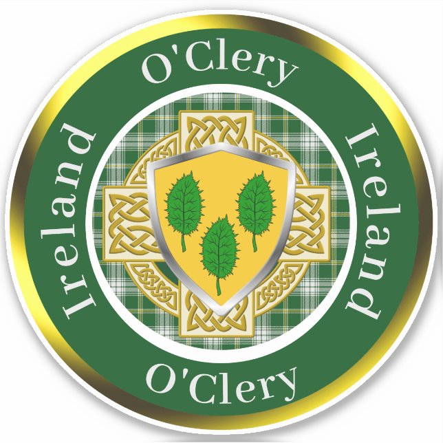 Adesivo O'Clery Irish Shield/Celtic Cross Personalizado (Frente)