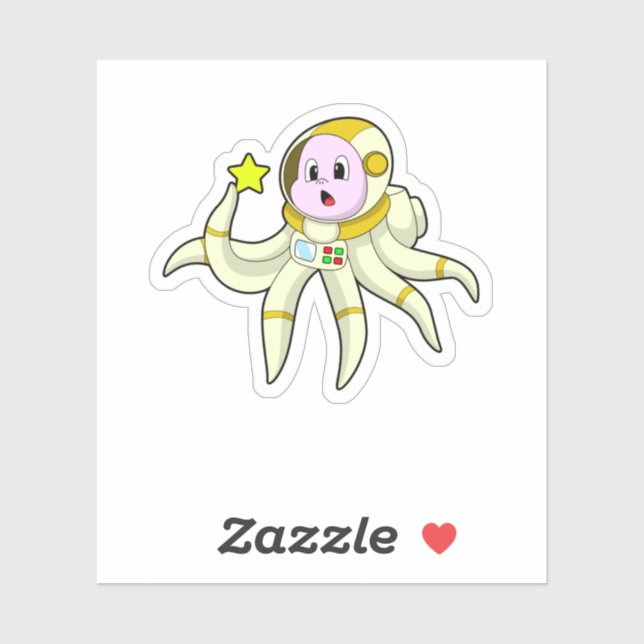 Adesivo Octopus como mergulhador com estrela (Folha)