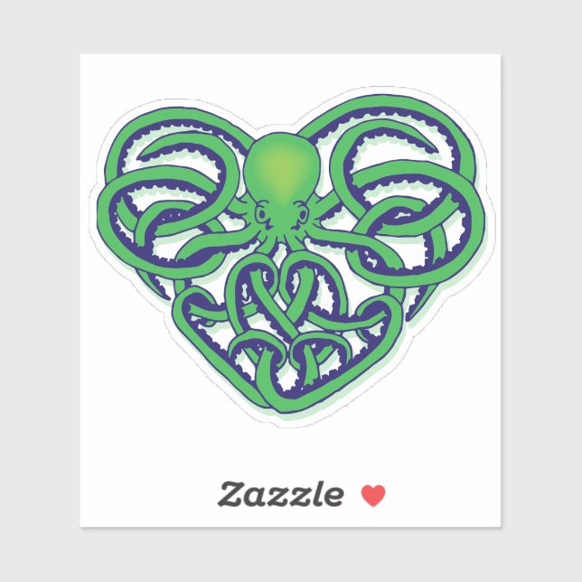 Adesivo Octopus Design Decal de Octopus Tribal Verde e Azu (Folha)