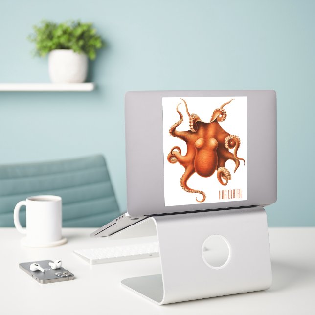 Adesivo Octopus Engraçado "Hug Dealer" (Laptop na mesa)