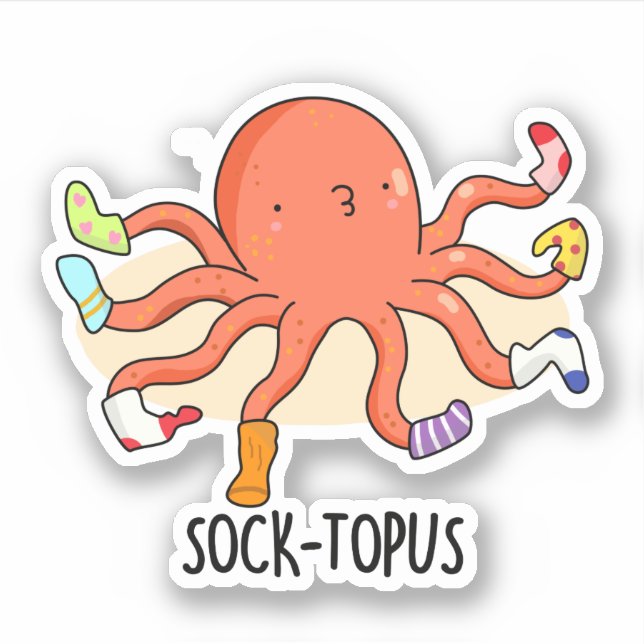 Adesivo Octopus Engraçado Sock-topus Com Meias Pun (Frente)
