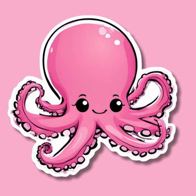 Adesivo Octopus Rosa Sorridente e Bonito (Criador carregado)