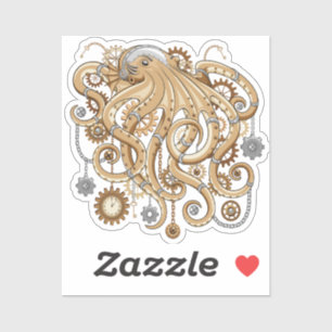 Adesivo Octopus Steampunk Surreal Style Machine