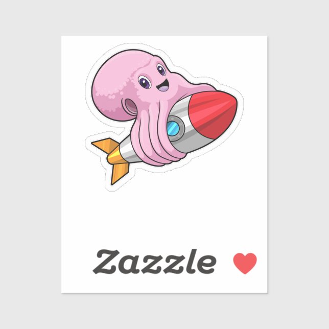 Adesivo Octopus with Rocket (Folha)