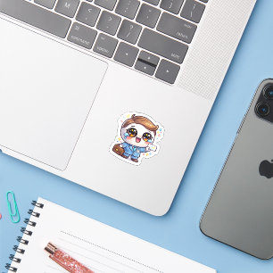 Adesivo Óculos de Médico Kawaii Fofo Terno Mala de Mão