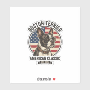 Adesivo Óculos de sol com bandeira americana do cão clássi