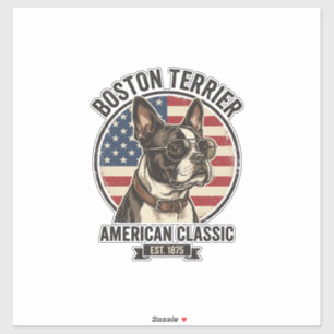 Adesivo Óculos de sol com bandeira americana do cão clássi