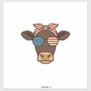 Adesivo Óculos de sol com cabeça de vaca patriótica design