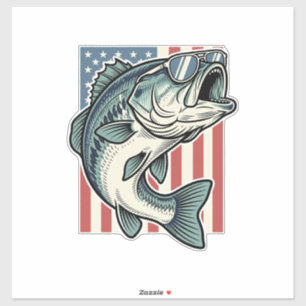 Adesivo Óculos de sol de pesca de bass patrióticos vetor v