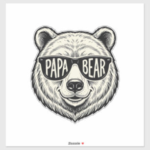Adesivo Óculos de sol do Papai Urso Cabeça de Urso Design