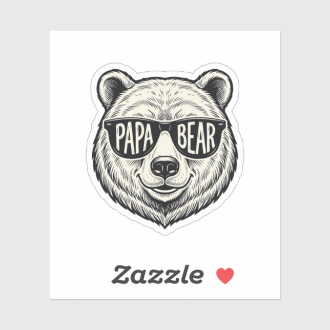 Adesivo Óculos de sol do Papai Urso Cabeça de Urso Design  (Folha)